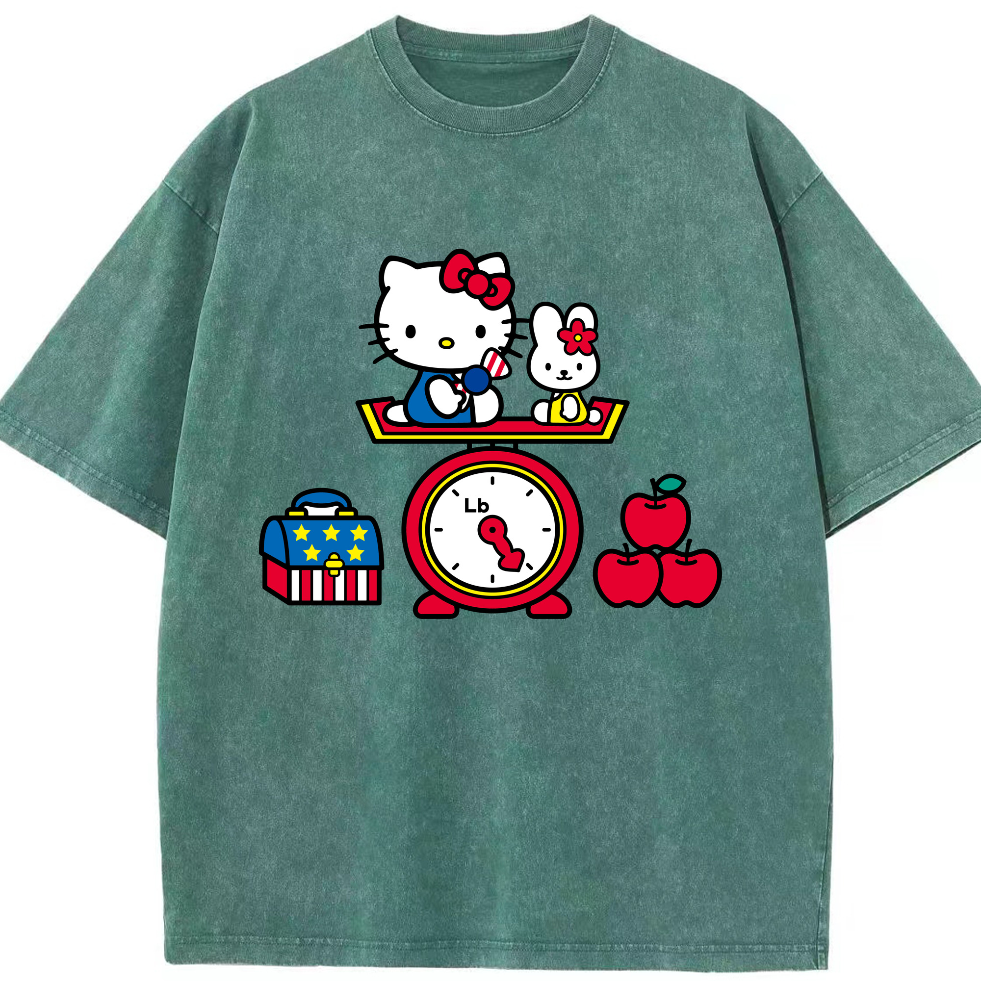（画像用） Hello Kitty ハローキティ 綿100% ヴィンテージ風 半袖Tシャツ（フロントプリント）